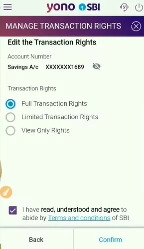 Full transaction rights Yono SBI