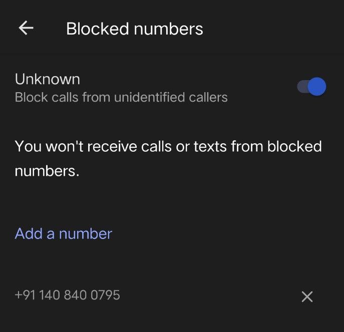 Blocked Numbers